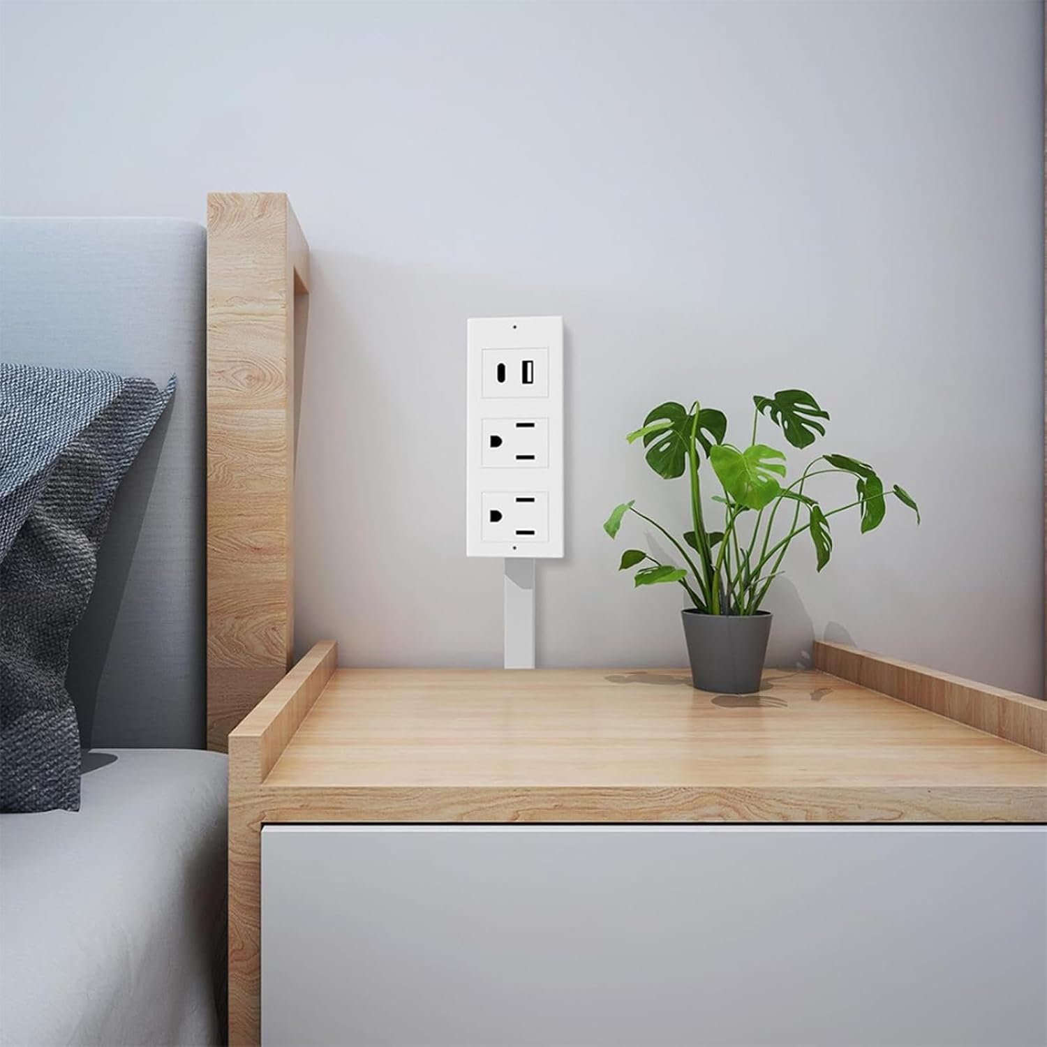 180° Rotating Extendable Wall Outlet – 44-70cm Adjustable Length, USB-A/USB-C + 2 AC Ports – Perfect for Behind Couches, Beds, and Desks in Home/Office Power Solution