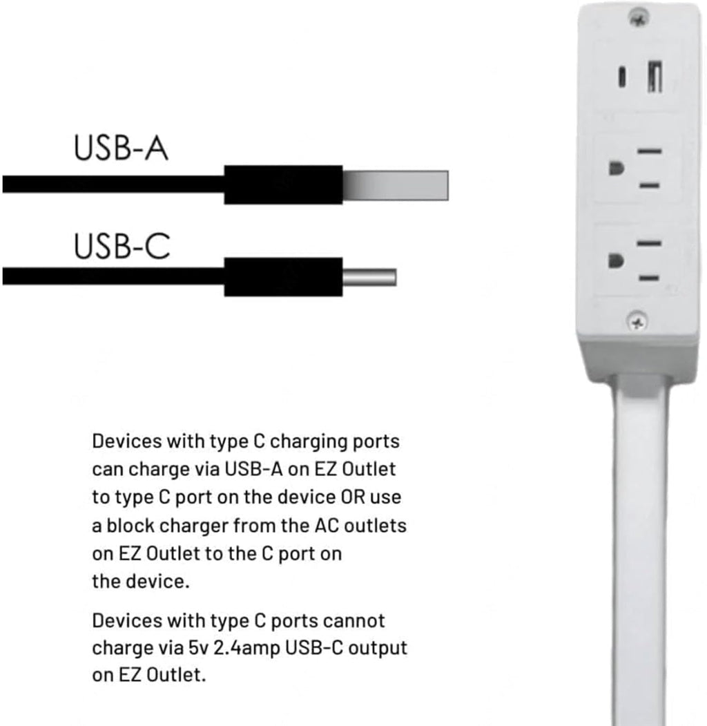 180° Rotating Extendable Wall Outlet – 44-70cm Adjustable Length, USB-A/USB-C + 2 AC Ports – Perfect for Behind Couches, Beds, and Desks in Home/Office Power Solution