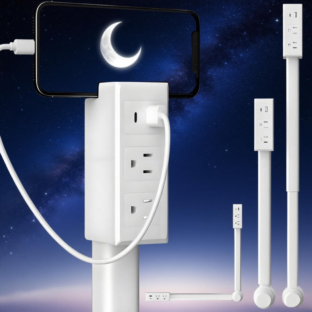 180° Rotating Extendable Wall Outlet – 44-70cm Adjustable Length, USB-A/USB-C + 2 AC Ports – Perfect for Behind Couches, Beds, and Desks in Home/Office Power Solution