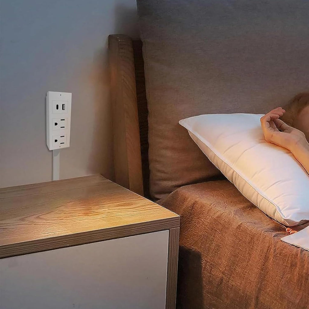 180° Rotating Extendable Wall Outlet – 44-70cm Adjustable Length, USB-A/USB-C + 2 AC Ports – Perfect for Behind Couches, Beds, and Desks in Home/Office Power Solution