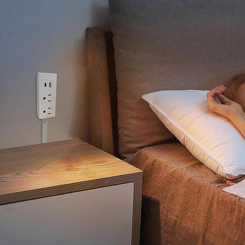 180° Rotating Extendable Wall Outlet – 44-70cm Adjustable Length, USB-A/USB-C + 2 AC Ports – Perfect for Behind Couches, Beds, and Desks in Home/Office Power Solution